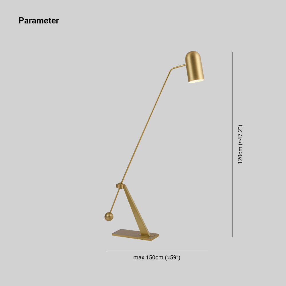 Freja Antique Vintage Lever Metal Fishing Rod Floor Lamp, Brass - Lumpaz