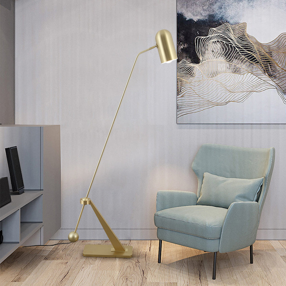 Freja Antique Vintage Lever Metal Fishing Rod Floor Lamp, Brass - Lumpaz