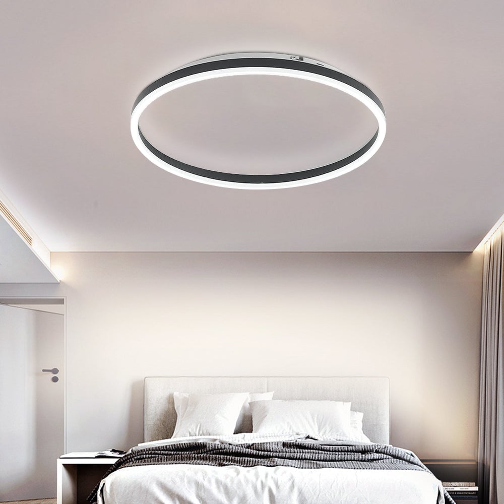 Arisha Modern Flush Mount Ceiling Light Ring Black/White Metal - Lumpaz