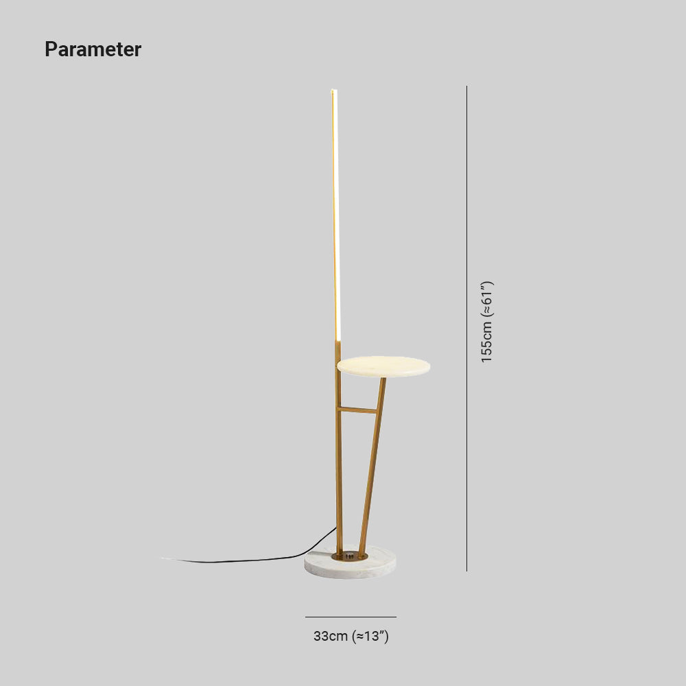 Edge Linear Floor Lamp With Table, Metal, Black/White/Gold - Lumpaz