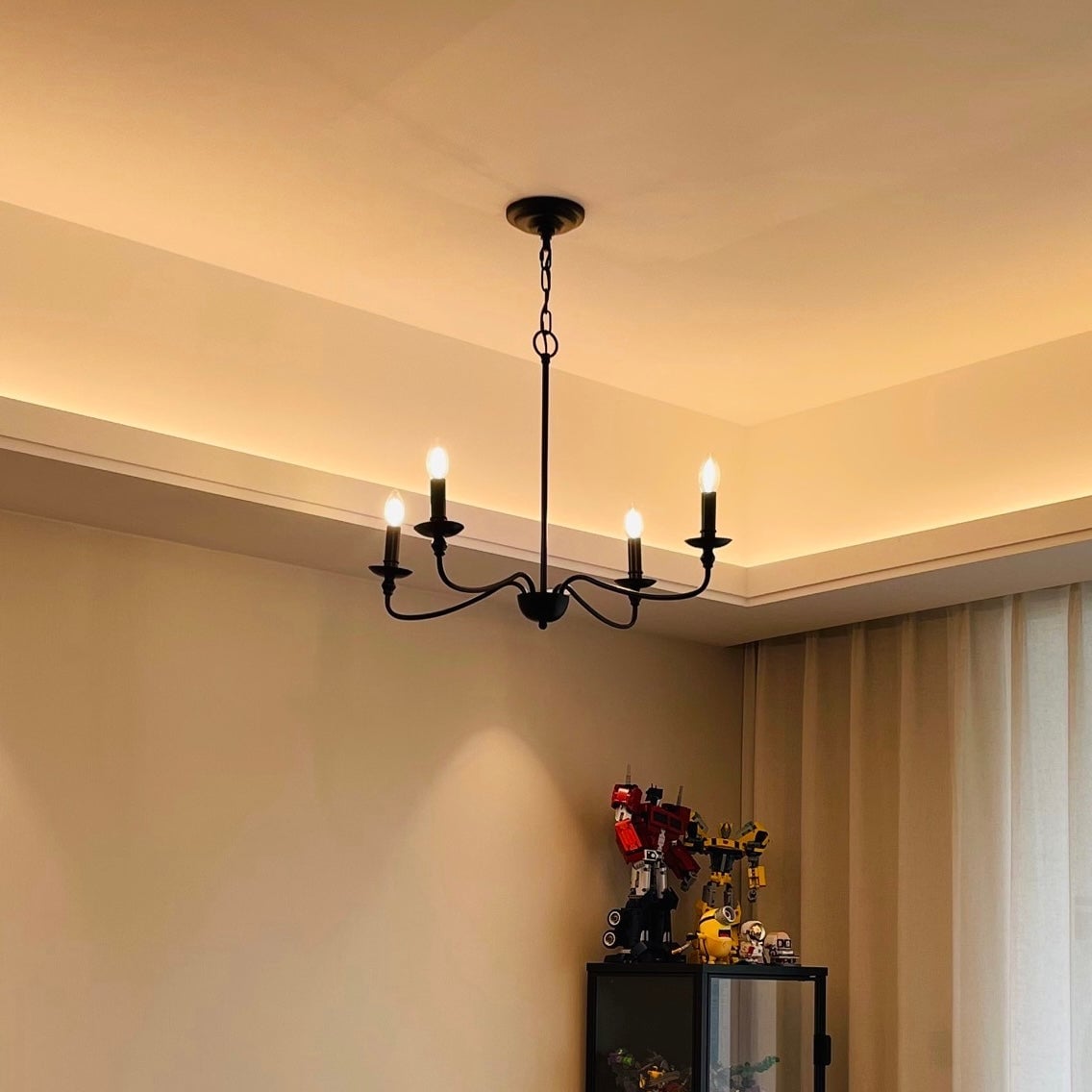 Silva Retro Vintage Candle Metal Chandelier, Black/Gold - Lumpaz