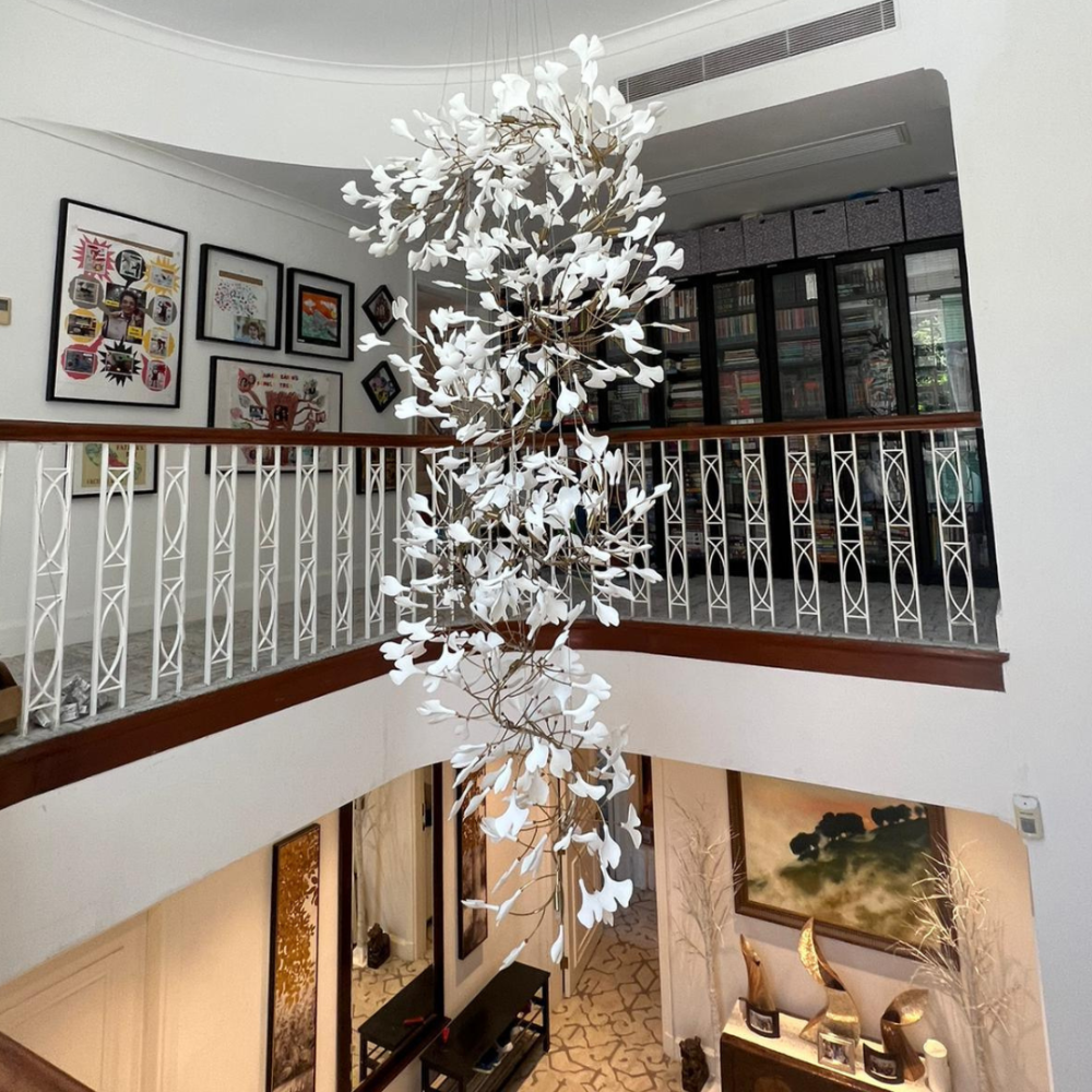 Olivia Modern Leaf Chandelier Metal/Ceramic Bedroom/Living Room - Lumpaz