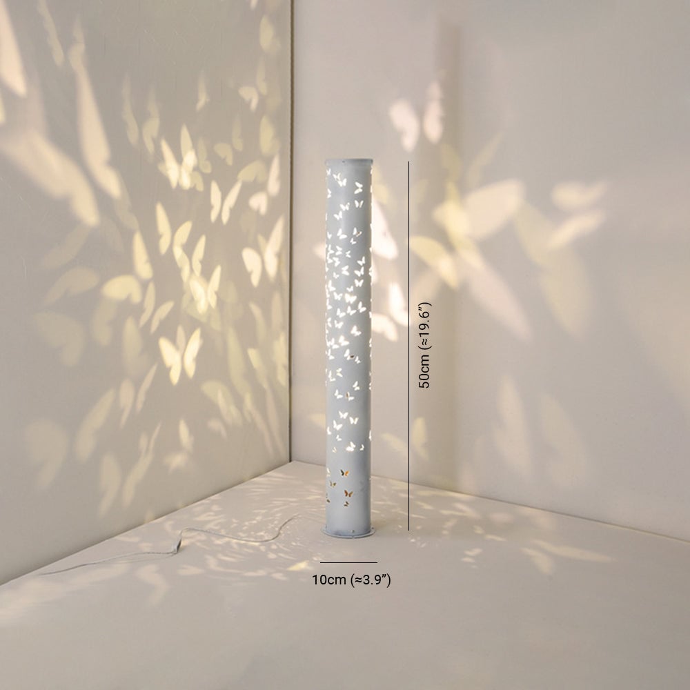 Kady Modern Cylinder Butterfly Metal Floor Lamp, Black/White - Lumpaz