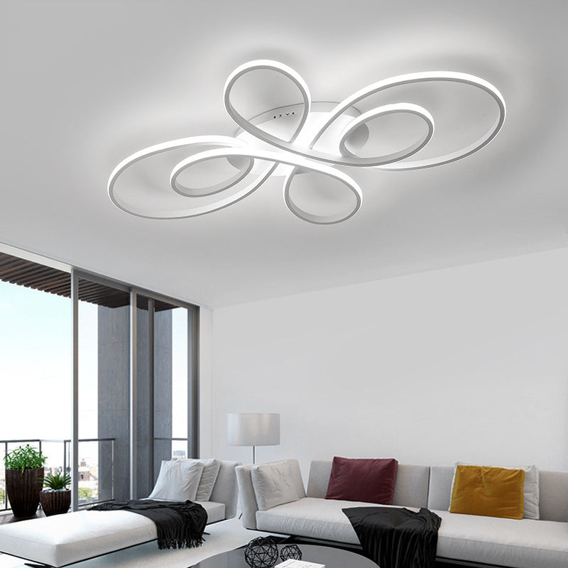 Lacey Modern LED Multi Rings Flush Mount Ceiling Light Brown/White - Lumpaz