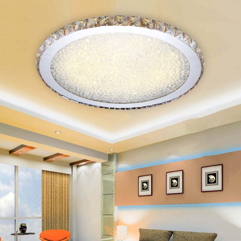 Kristy Round Flush Mount Ceiling Light Clear/Amber Living Room - Lumpaz