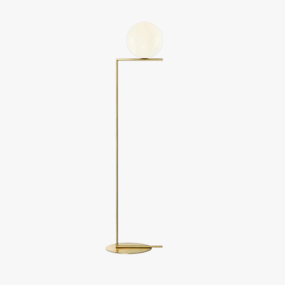 Valentina Modern Right Angle Globe Metal/Glass Standing Floor Lamp, Brass/Silver - Lumpaz