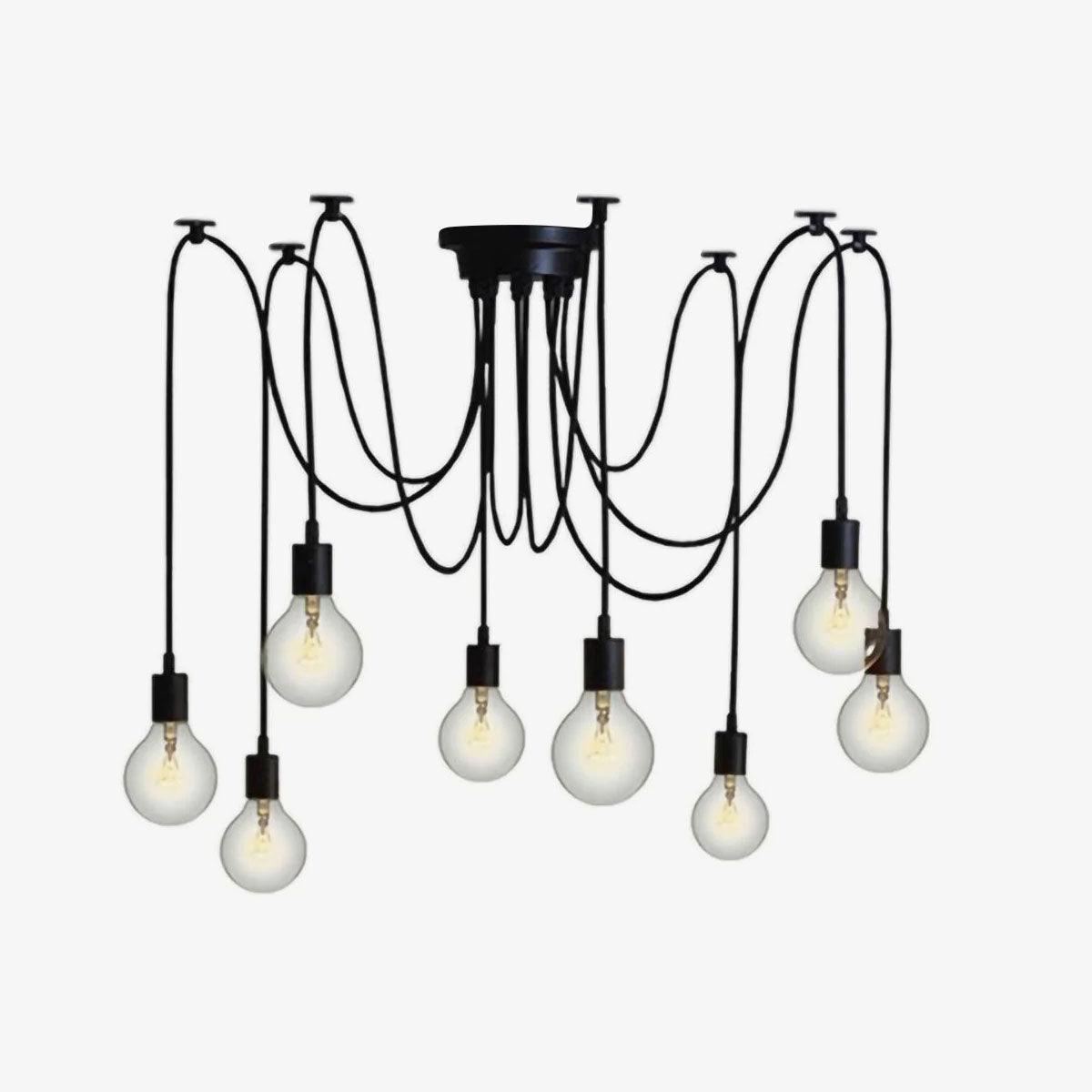 Alessio Retro Country LED Spider Chandelier, Black/White - Lumpaz