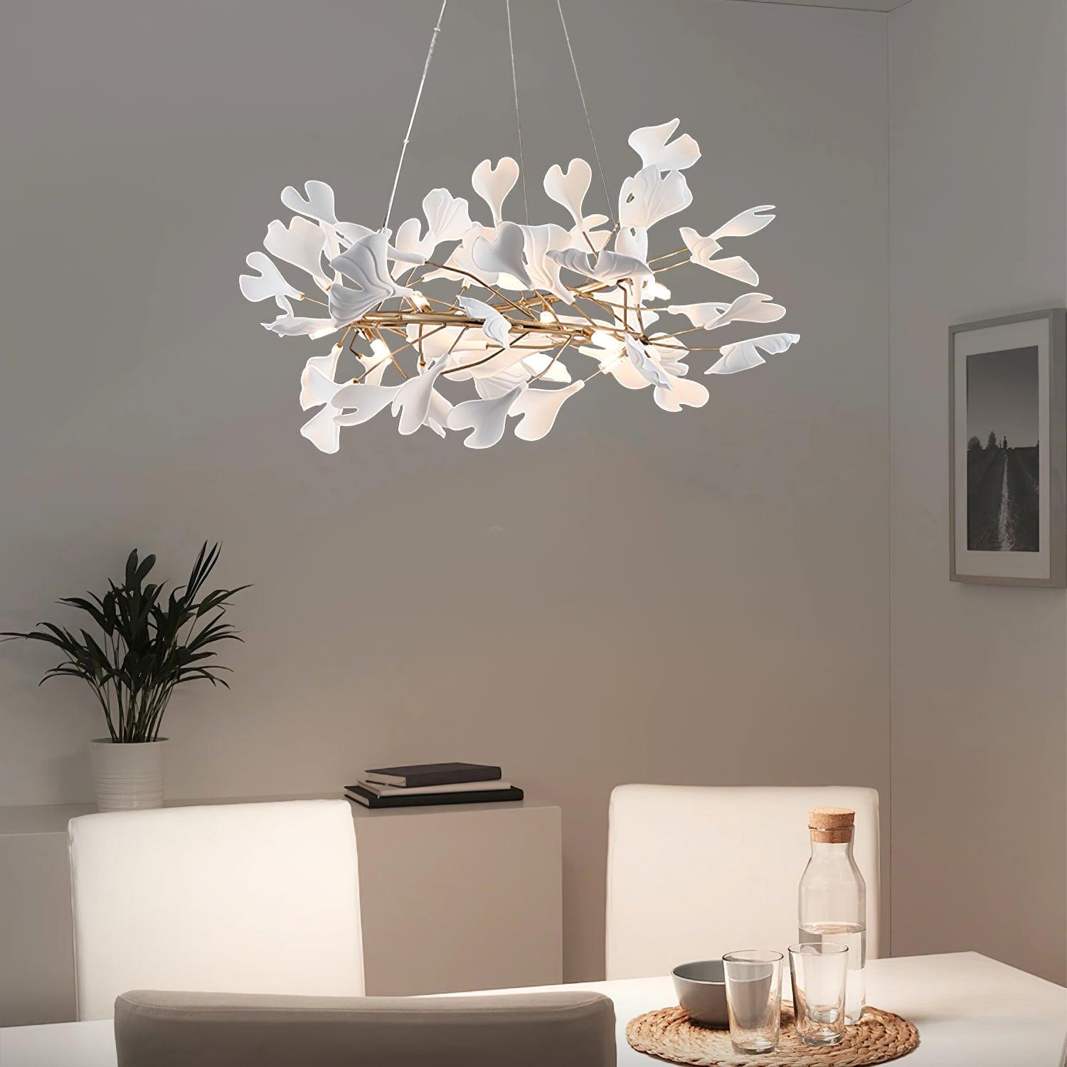 Olivia GinkLuxe Modern Golden LED Chandelier, Metal & Ceramic - Lumpaz