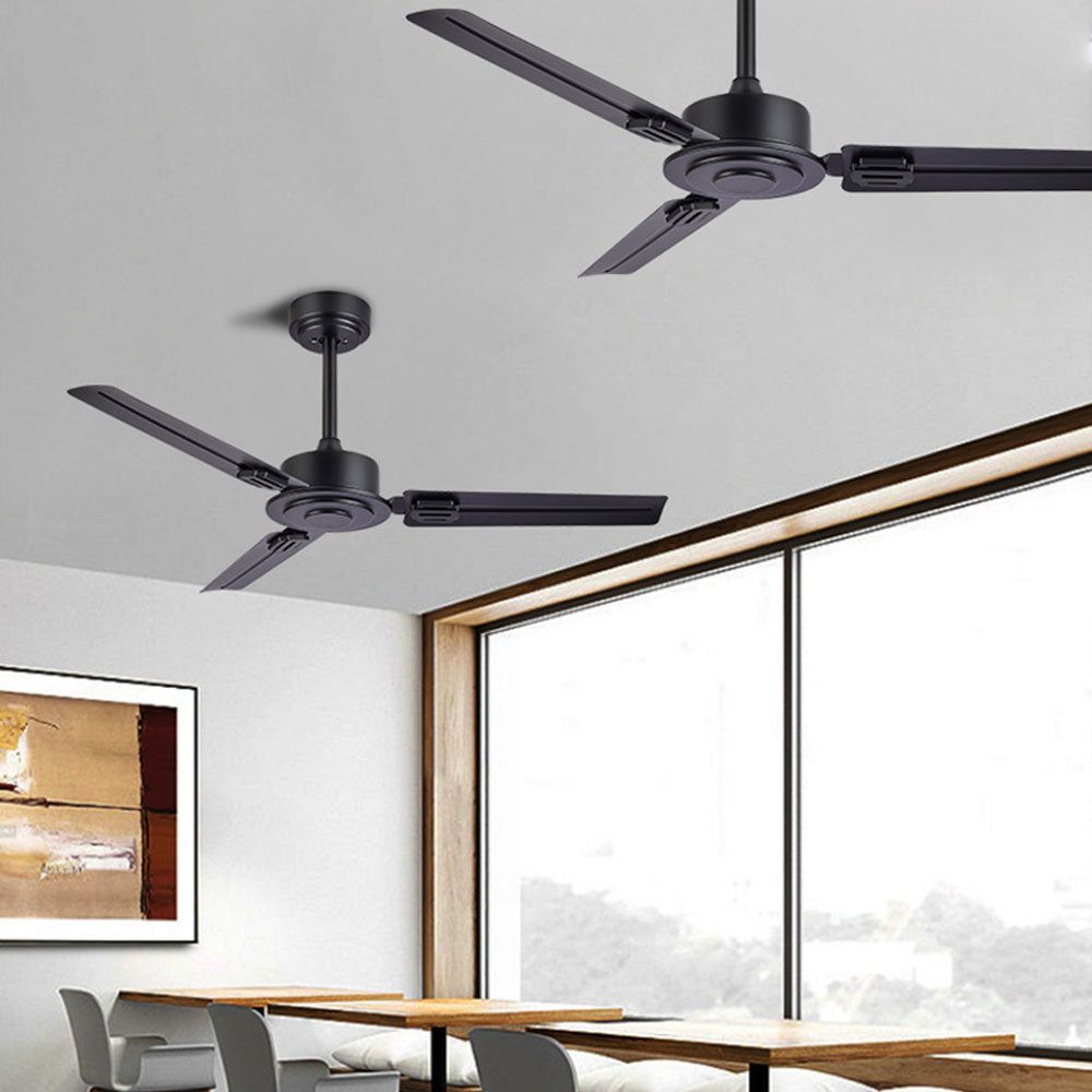 Alessio 5-Blade Industrial  DC Ceiling Fan, Black, Summer, 51'' - Lumpaz