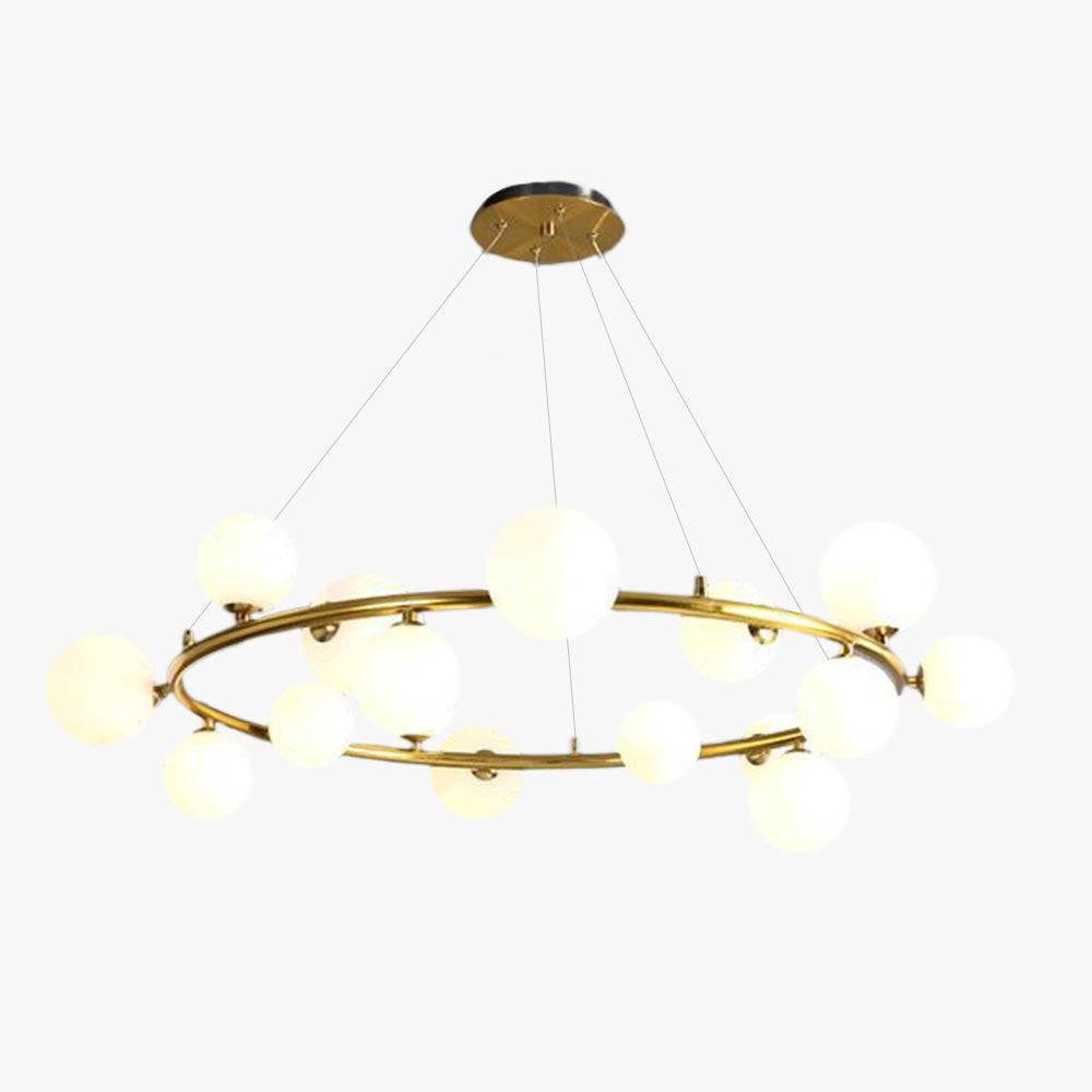 Valentina Modern Glass Globe Ring Chandelier, Gold/Black - Lumpaz