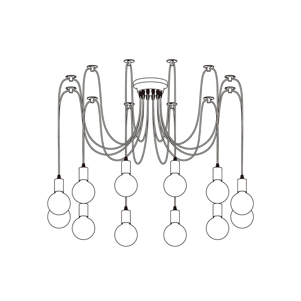 Alessio Retro Country LED Spider Chandelier, Black/White - Lumpaz