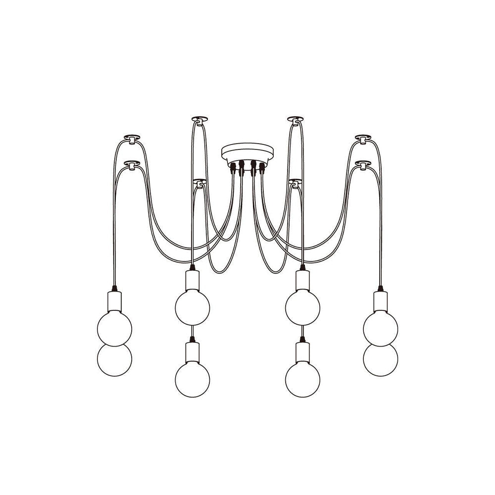 Alessio Retro Country LED Spider Chandelier, Black/White - Lumpaz