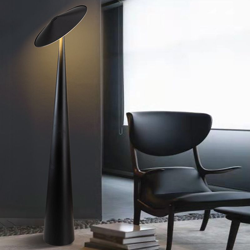 Salgado Modern Saucer Shaped Metal Floor Lamp, Black - Lumpaz
