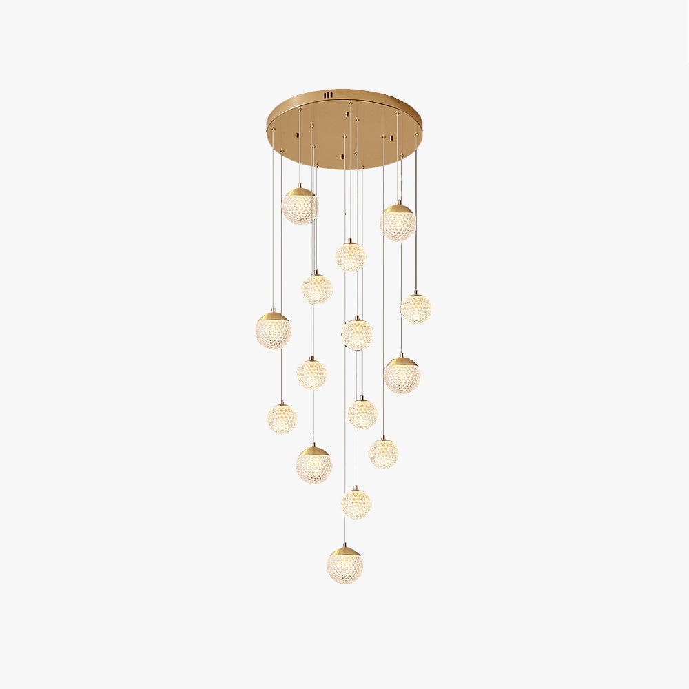 Jibril Multi Staircase Modern Art Deco Pendant Light, Gold - Lumpaz