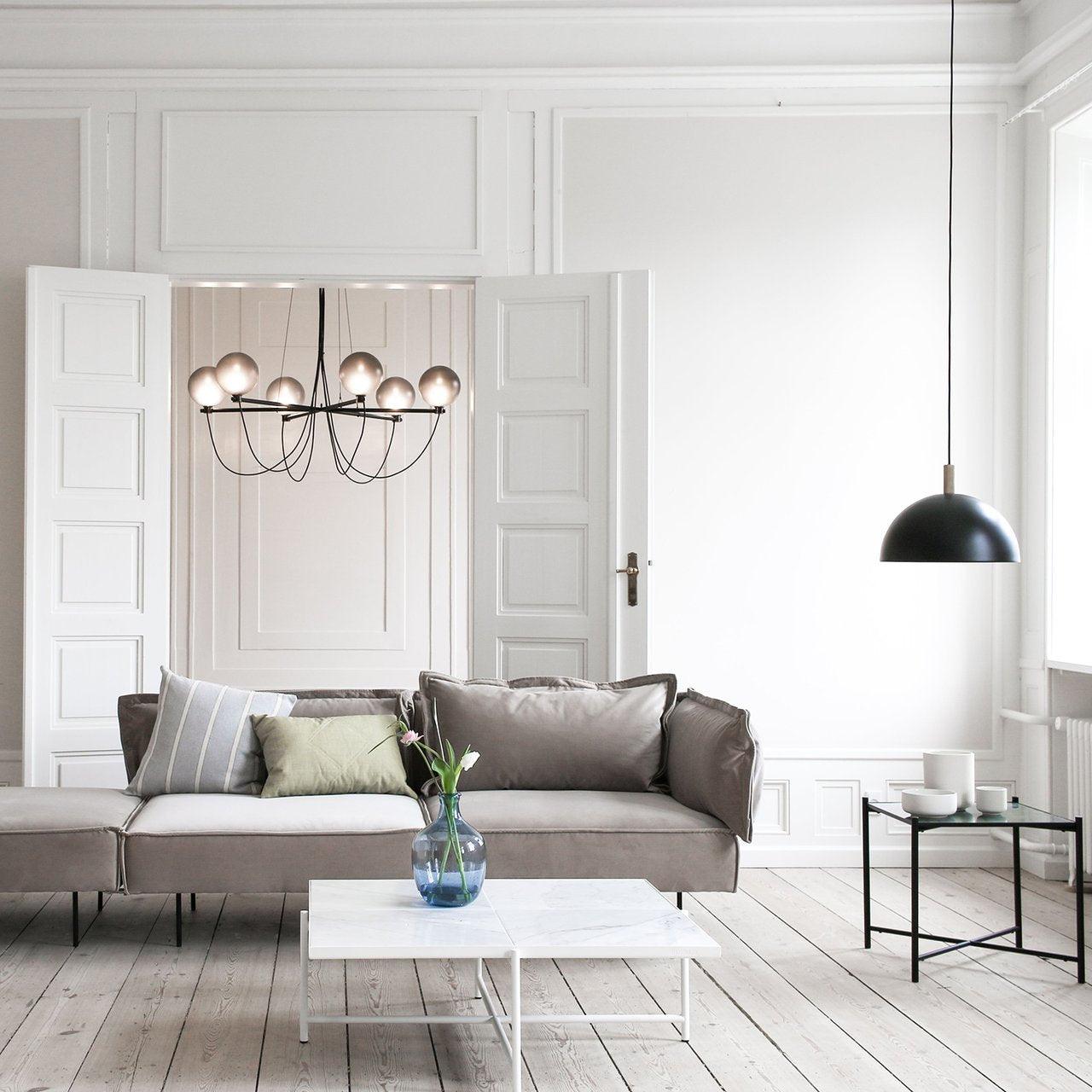 Valentina Nordic Modern Glass Ball Chandelier, Smoke Gray/Blue - Lumpaz