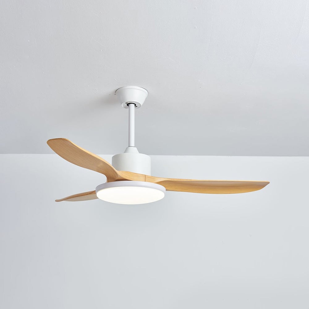 Haydn 3-Blade DC Ceiling Fan with Light, Black & White, 39.4''/47.2''/55.1'' - Lumpaz