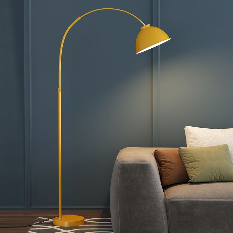Morandi Modern Arc Metal Floor Lamp, Black/Red/Yellow - Lumpaz