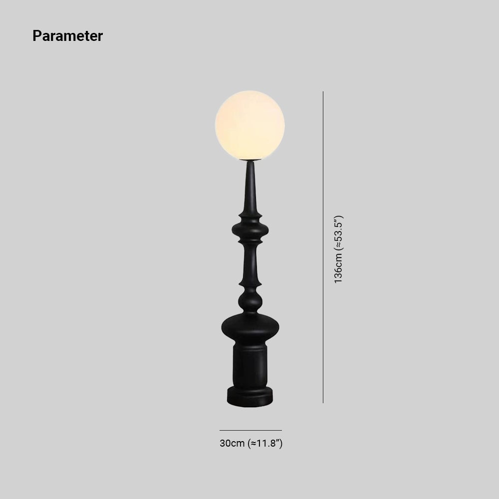 Salgado Retro Column Glass/Resin Floor Lamp, Black, Bedroom - Lumpaz