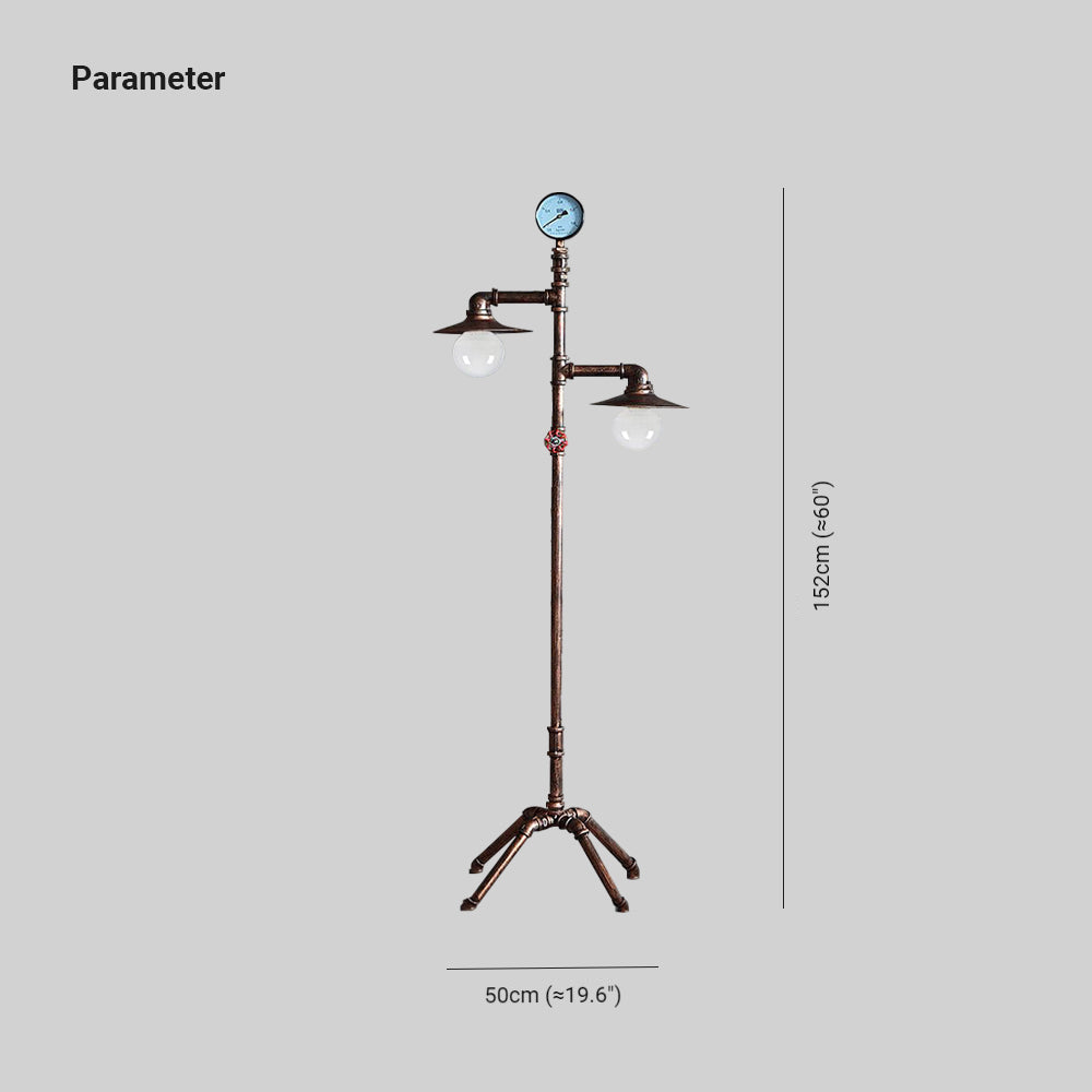 Alessio Retro Multi Head Antique Piped Metal Floor Lamp, Bronze - Lumpaz