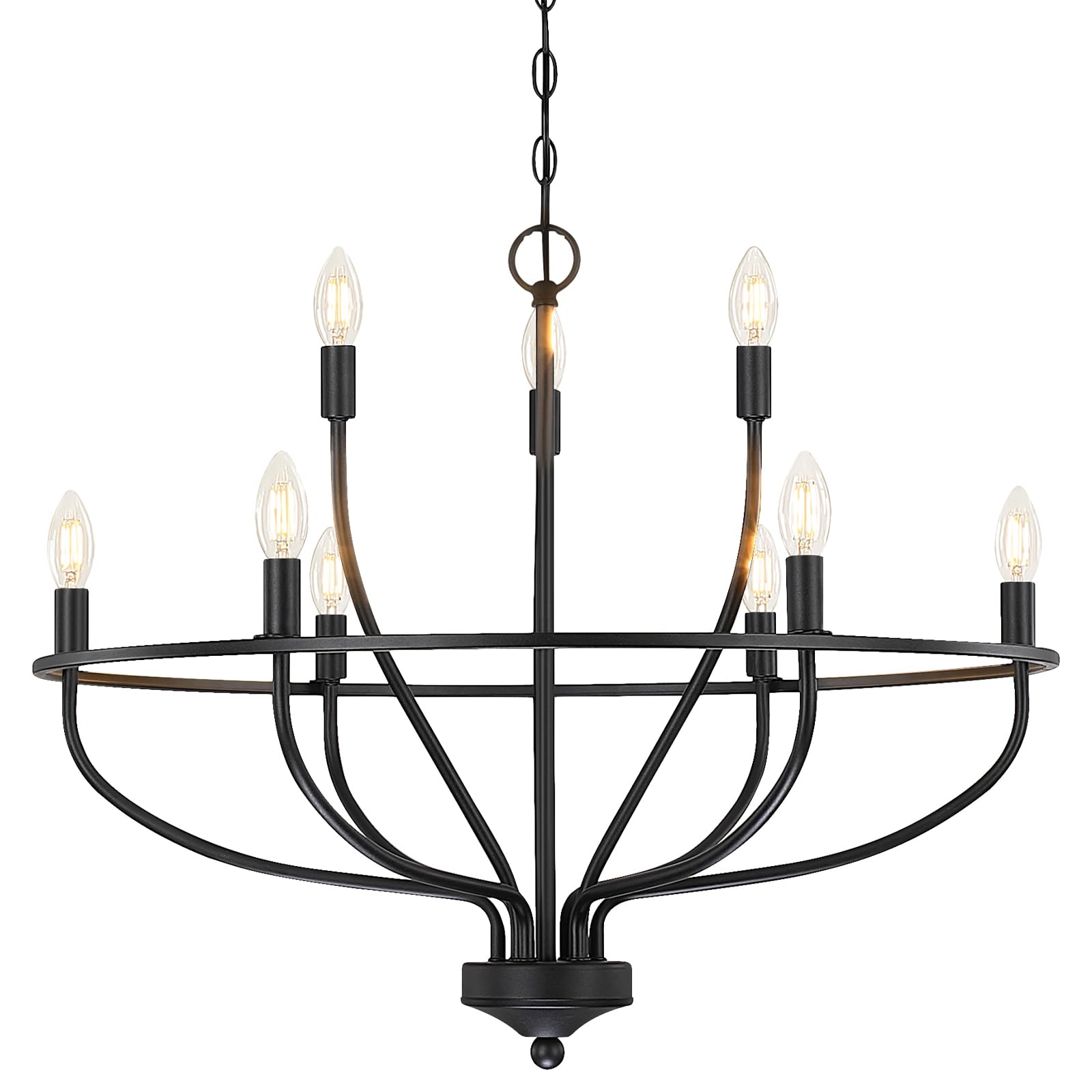 Silva Industrial Metal Candle Chandelier Black/Champagne Living Room/Bedroom - Lumpaz