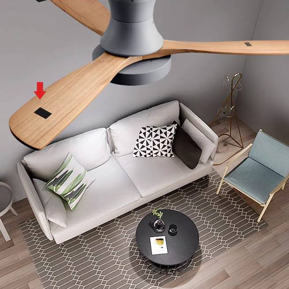 Walters 3-Blade White & Gray Ceiling Fan with Light, Metal & Wood, DIA 52'' - Lumpaz