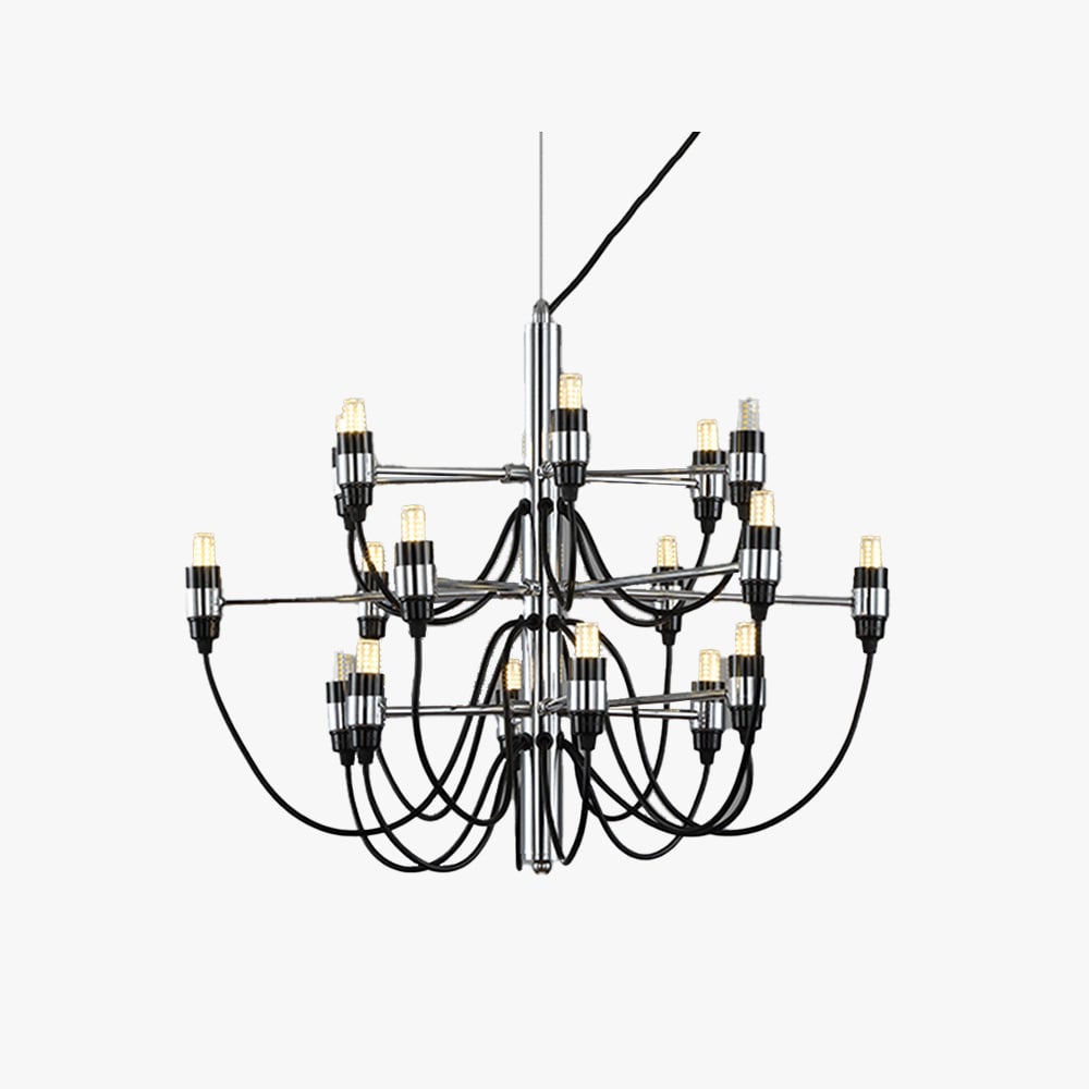 Alessio Retro Linear Metal Chandelier, Black - Lumpaz