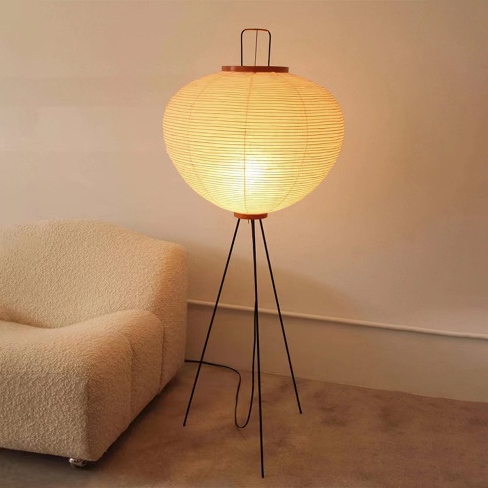 Renée Minimalist Tripod Lantern Paper Floor Lamp White - Lumpaz