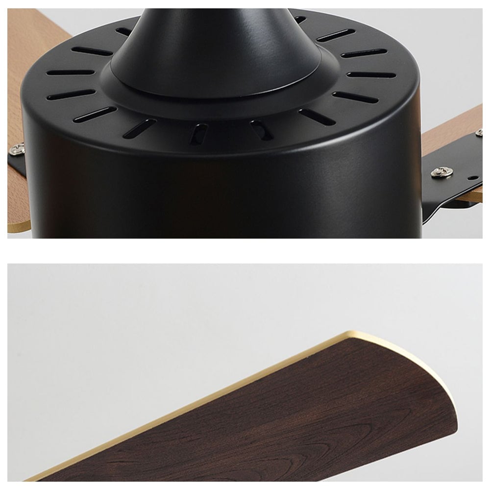 Haydn 5-Blade Modern Black & Coffee DC Ceiling Fan, Metal & Wood, 51'' - Lumpaz