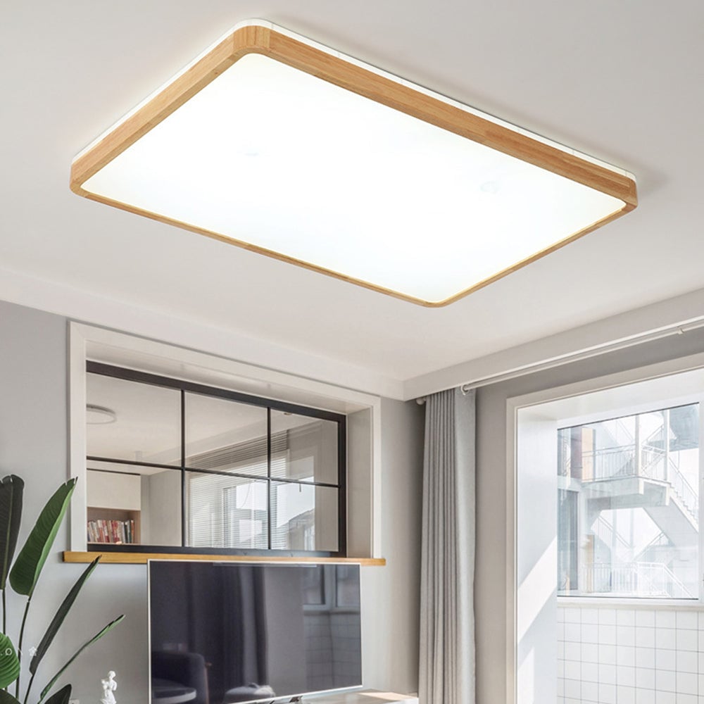 Ozawa Nordic Round Acrylic/Wood Flush Mount Ceiling Light Wood - Lumpaz