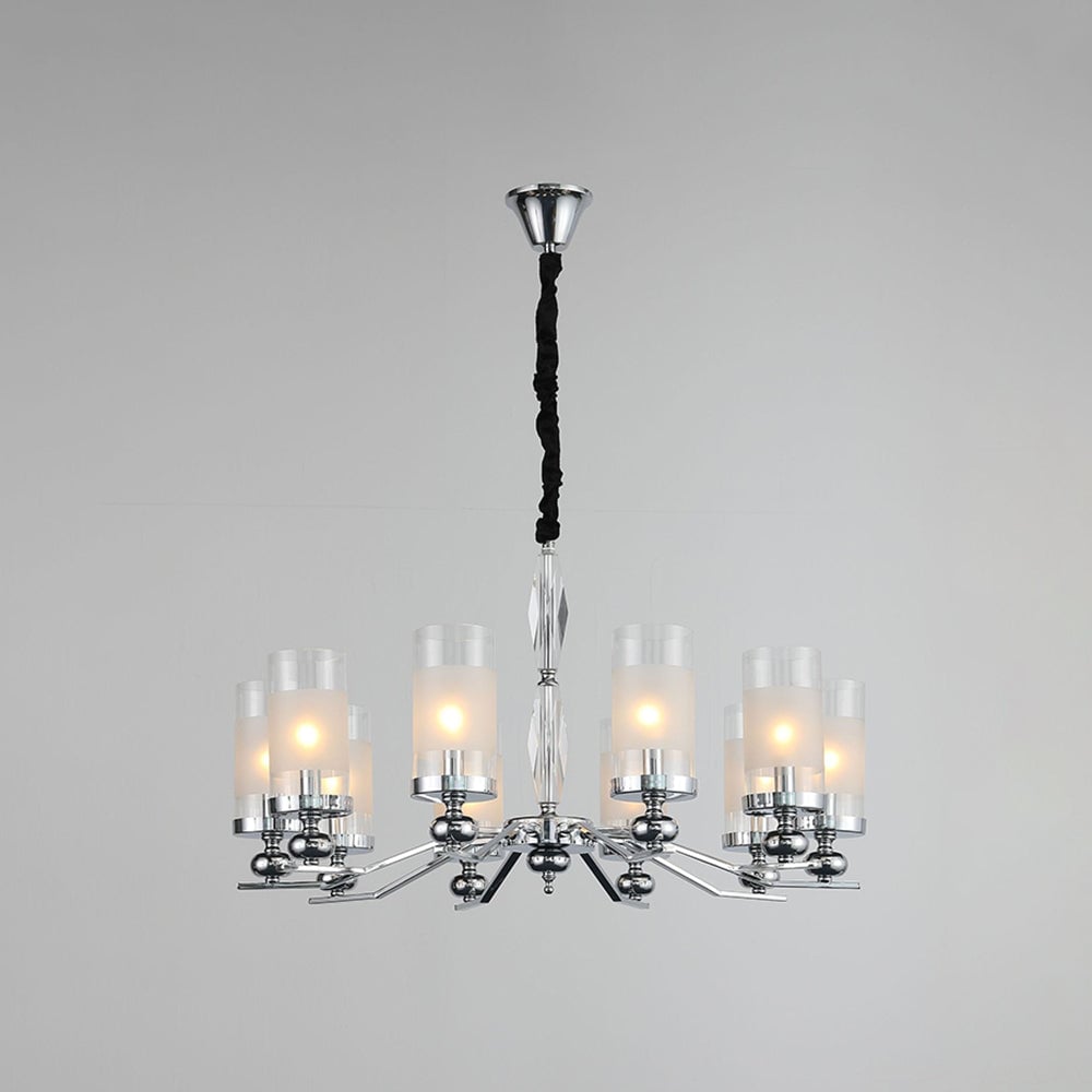 Alessio Retro Silver Metal/Glass Chandelier/Wall Lamp, Living Room - Lumpaz