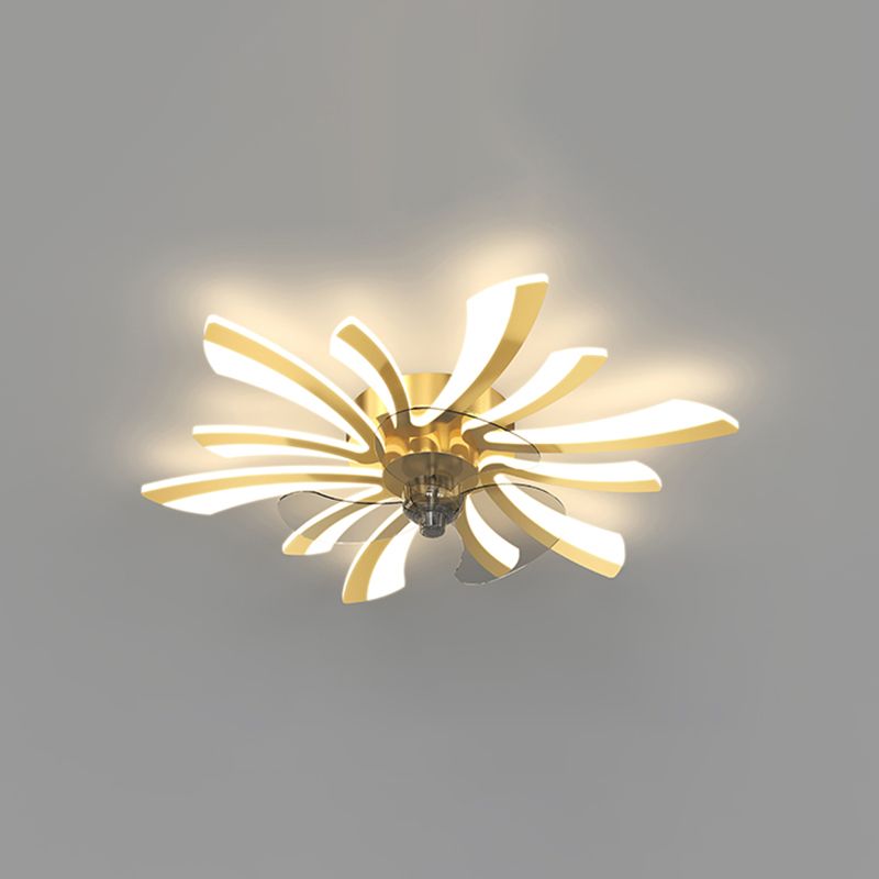 Hana Modern Flower Ceiling Fan with Light, 3 Color, L 25.5"/27"/31"/35.5" - Lumpaz