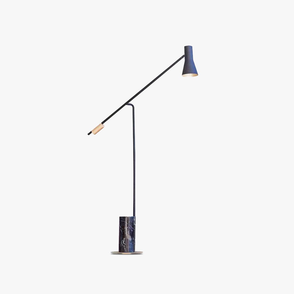 Carins Modern Nordic Minimalistic Floor Lamp, Marble & Metal, Black - Lumpaz
