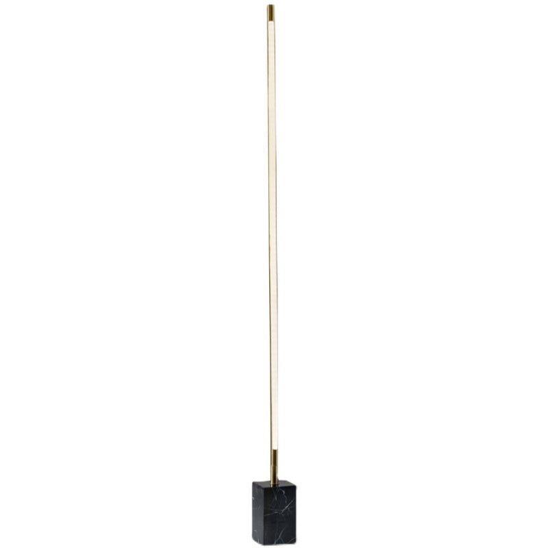 Edge Minimalist Linear Floor Lamp, Black/Gold, Metal/Marble - Lumpaz