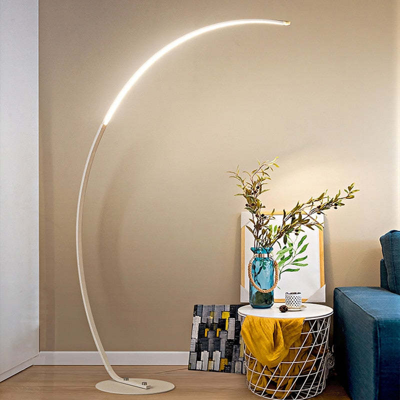 Edge Modern Arc LED Floor Lamp, Black/White, Metal/Silicon - Lumpaz