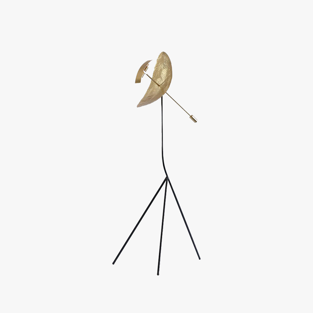 Salgado Floor Lamp Tripod Reflection Postmodern, Metal, Gold, Living Room - Lumpaz