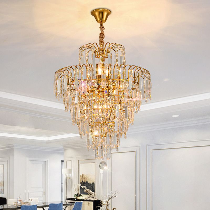 Marilyn Luxury 5 Layers Tassel Crystal Chandelier Gold - Lumpaz