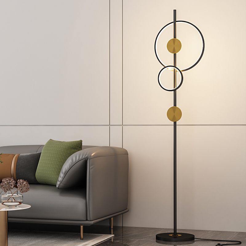 Arisha Modern Ring Design Floor Lamp, Black&Gold - Lumpaz