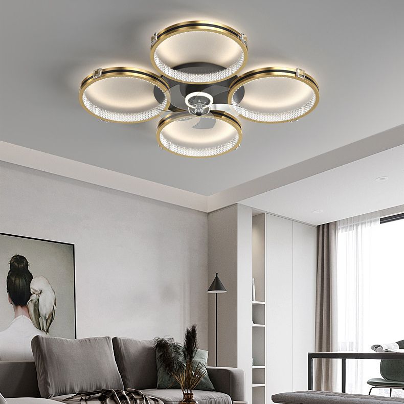 Kirsten 4-Rings 5-Blade Ceiling Fan with Light, 31"/40.5" - Lumpaz