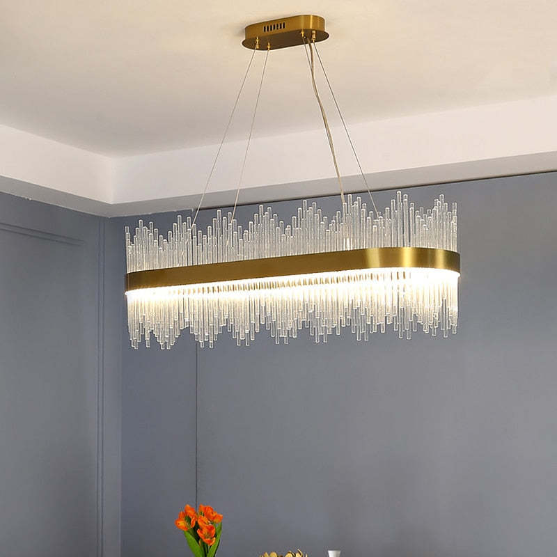 Marilyn Modern Round/Rectangular Chain Chandelier, Gold - Lumpaz