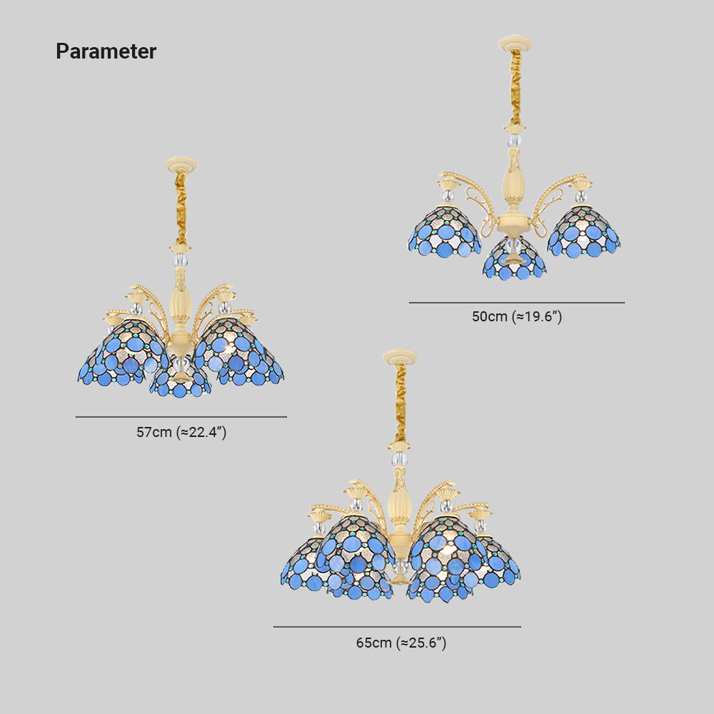 Alessio Mediterranean Branch Glass/Metal Chandelier, Blue - Lumpaz