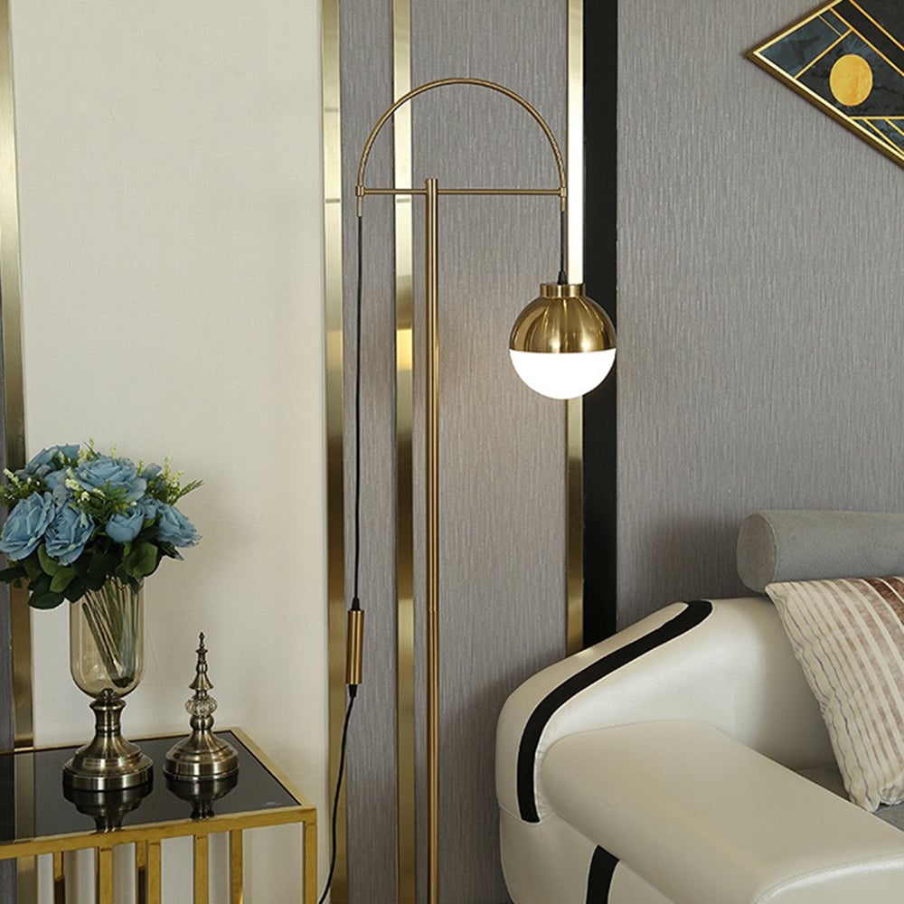 Valentina Modern Arch Glass/Metal Floor Lamp, Gold - Lumpaz