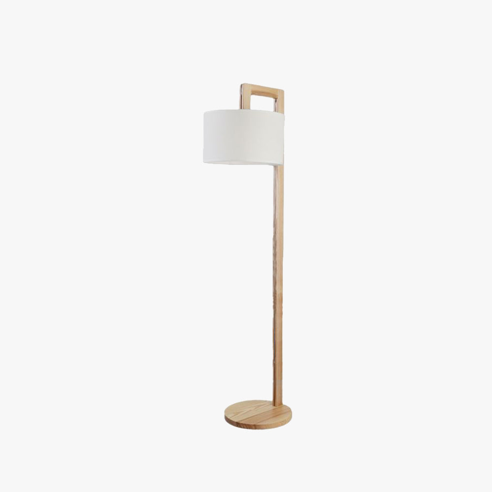 Ozawa Japanese Right Angle Arm Floor Lamp, Beige, Wood/Fabric - Lumpaz