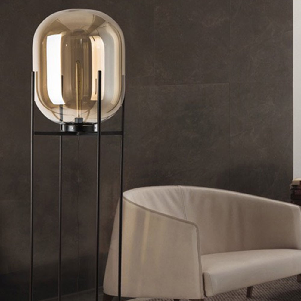 Salgado Modern Globe Glass/Metal Floor Lamp, Living Room - Lumpaz