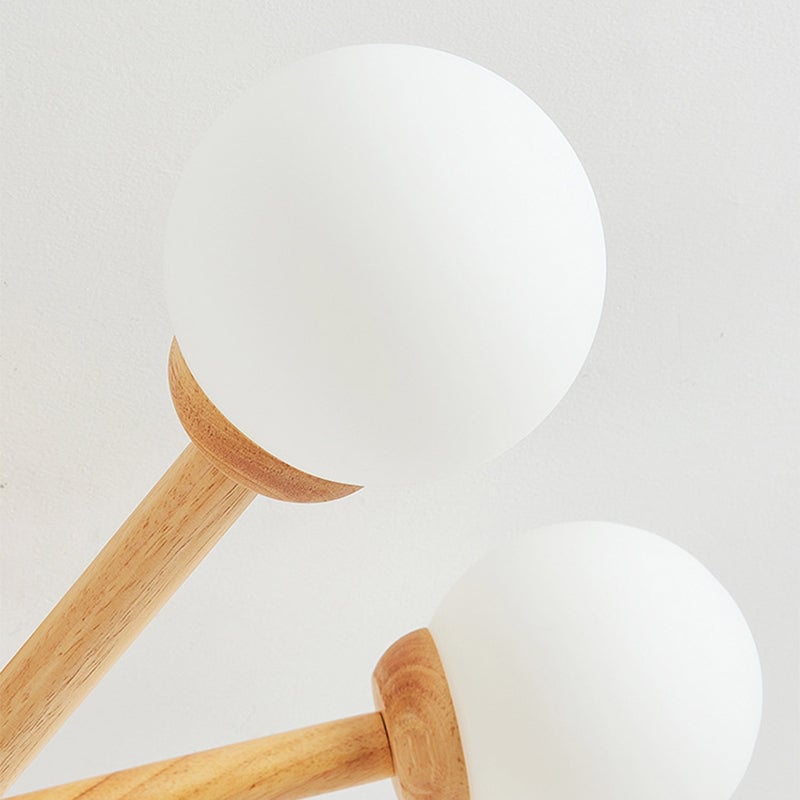 Ozawa Modern Globe Wood/Glass Flush Mount Ceiling Light - Lumpaz