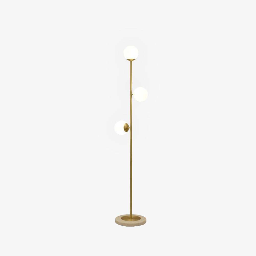 Valentina Modern Globe Brass/Glass Floor Lamp, 3 Heads - Lumpaz