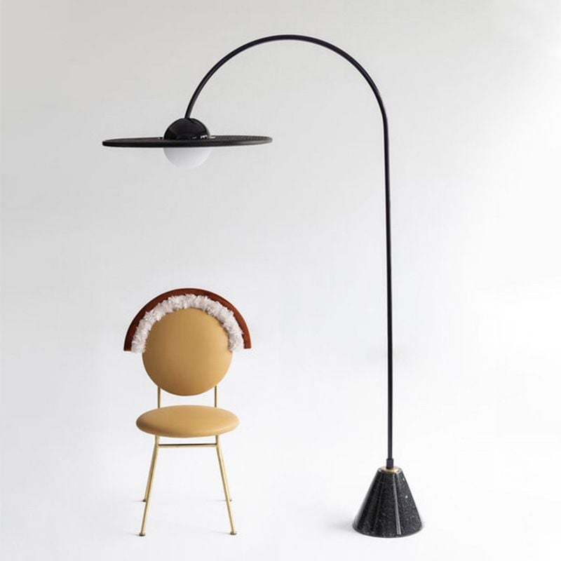 Carins Modern Arch UFO Metal Glass Floor Lamp, Black - Lumpaz