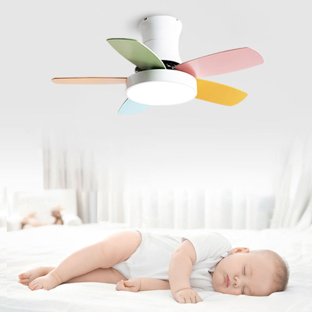 Morandi 5-Blade Colorful DC Ceiling Fan with Light, Low Profile, 42'' - Lumpaz