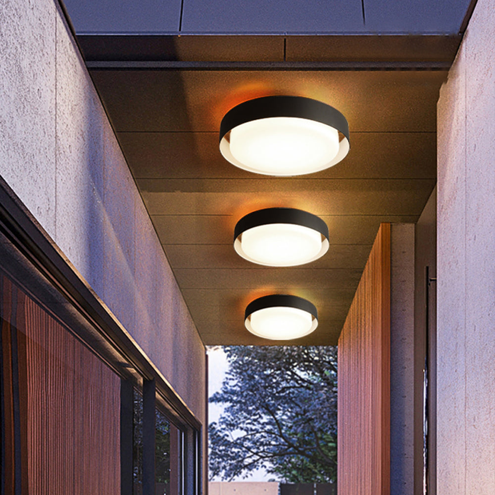 Orr Modern Round Flush Mount Ceiling Light, Metal/Acrylic, White/Black - Lumpaz