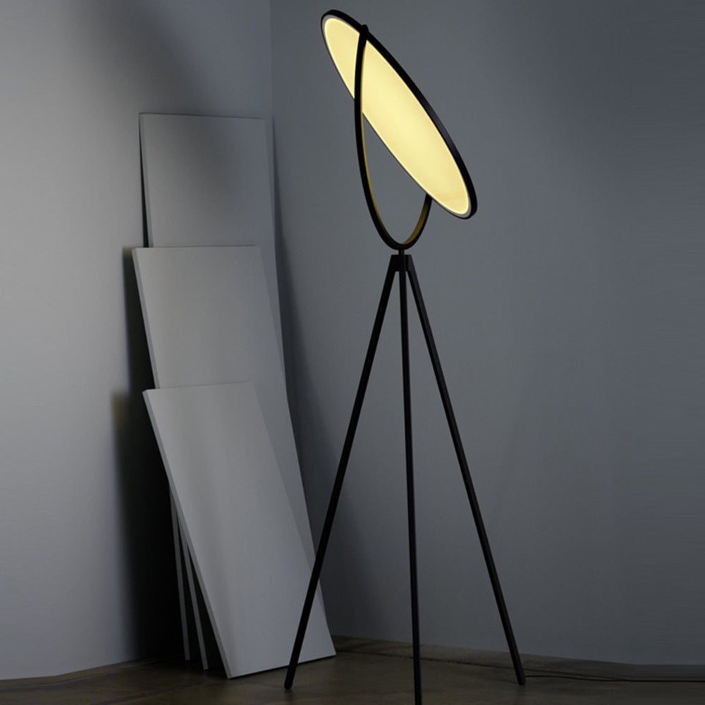 Salgado Modern Minimalist Metal Tripod Projector Floor Lamp, Black/White - Lumpaz