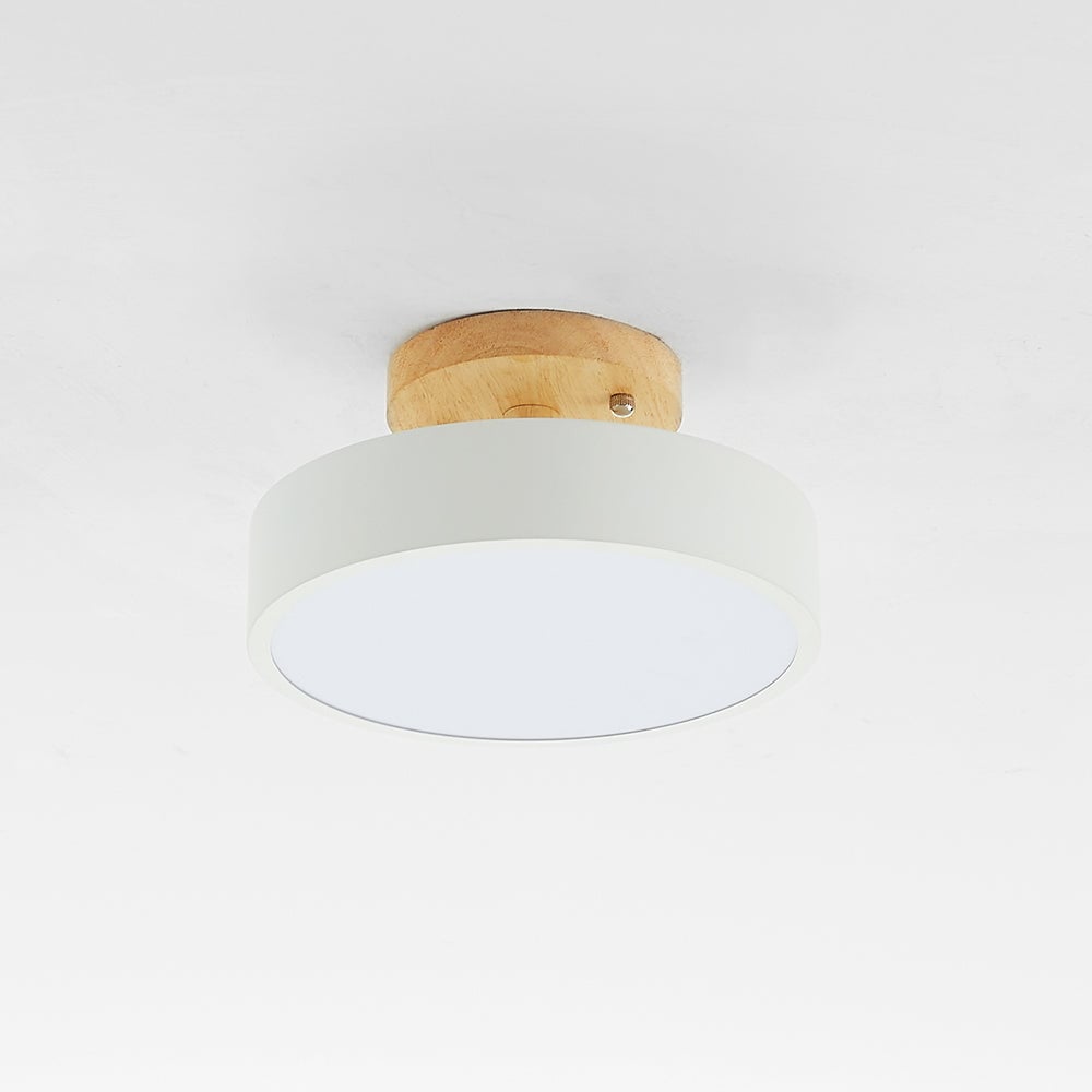 Quinn Round LED Flush Mount Ceiling Light Modern Wood/Acrylic - Lumpaz